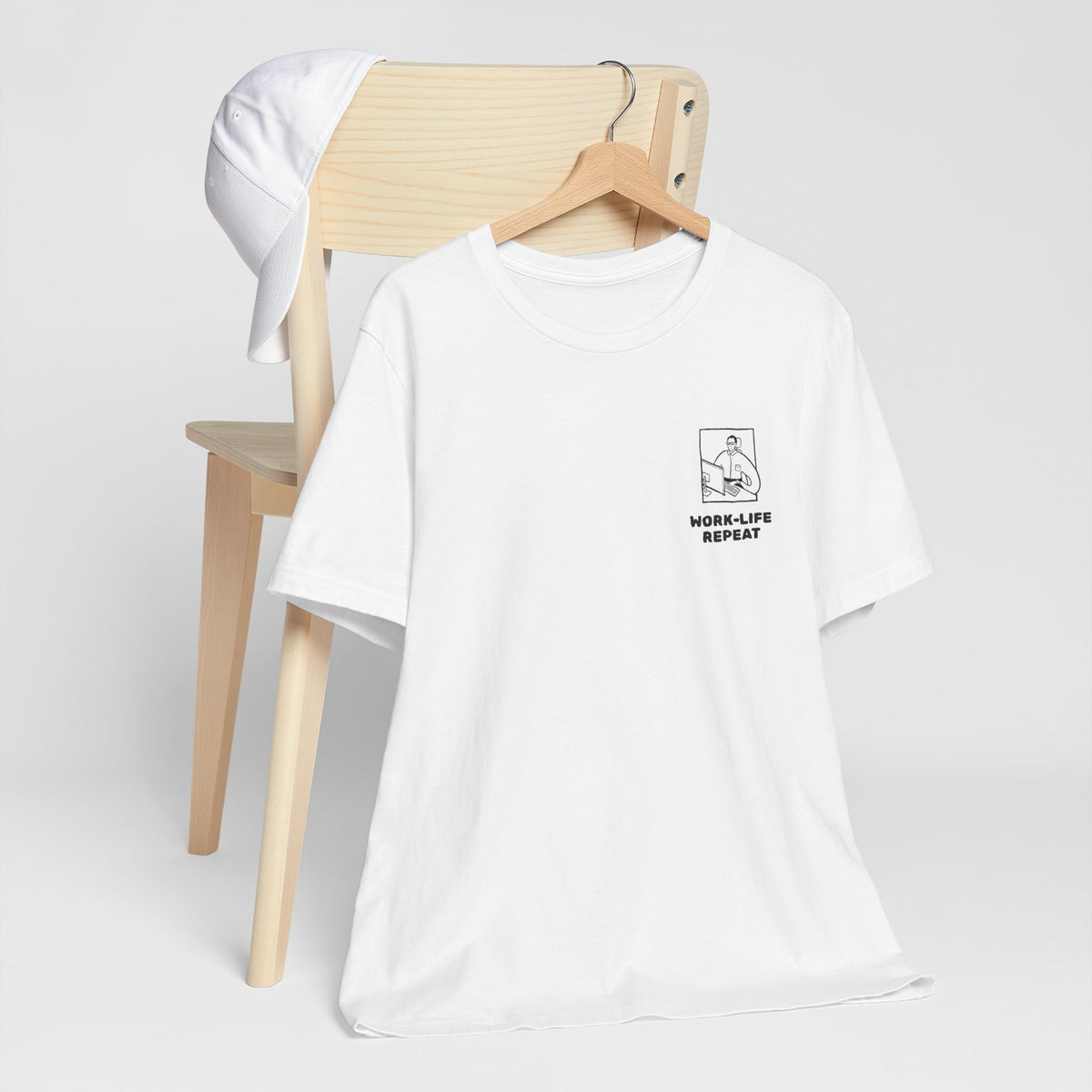 Work-Life Repeat Minimalist White Tee