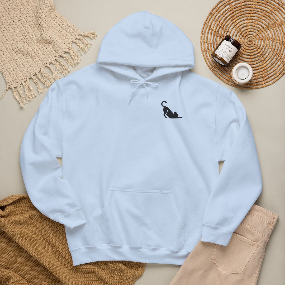 Cat Silhouette Chest Hoodie